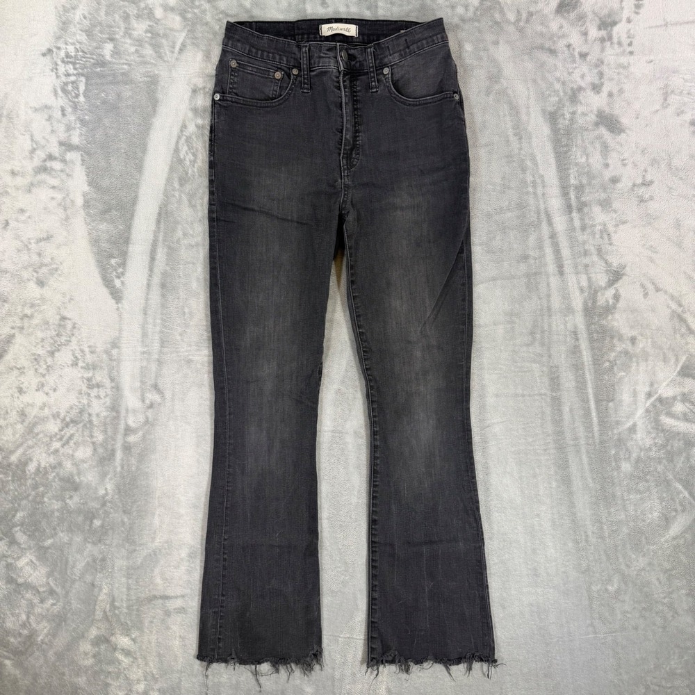 Madewell Cali Demi Boot Jeans Women's Size 28T Faded Black‎ Denim